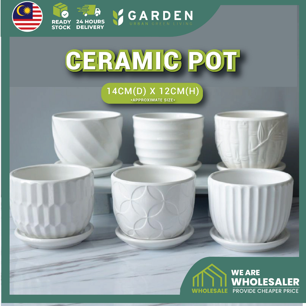 Simplified Style Ceramic Flower Pot Indoor Creative Round Small Ceramic Vase Plant Pasu Bunga Seramik 花盆 YTX