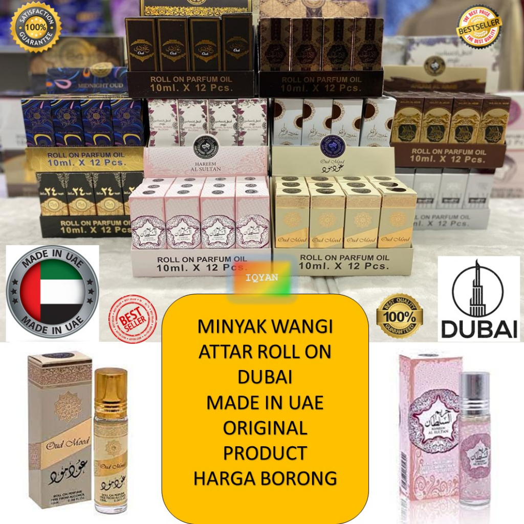 Minyak wangi Attar Dubai Roll On Oud mood perfume oil 10ml Roll On non alcohol Perfume Concentrated wangi Original