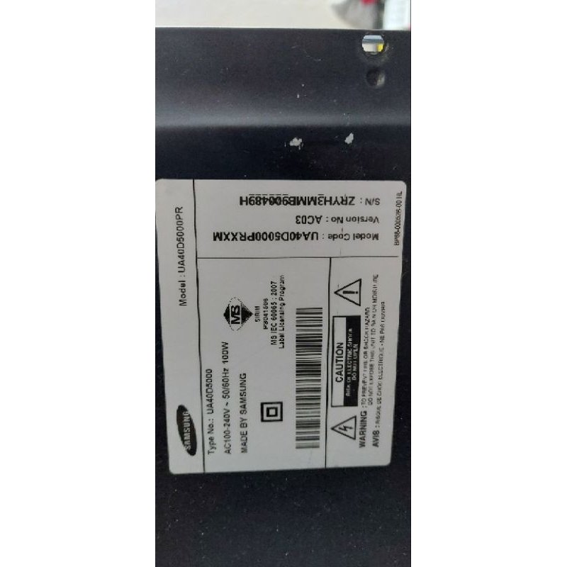 TV SAMSUNG UA40D5000 / PB: BN44-00422B / MB: BN41-01661B / TCON: BN41-01678A