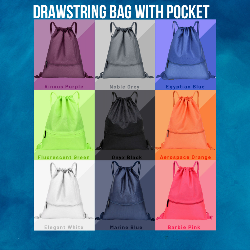 JOM Gymsack Tuition Bag Tuisyen Waterproof Drawstring Bag Outdoor Hiking Bag Cycling Leisure Bag Sports Backpack Gymsack