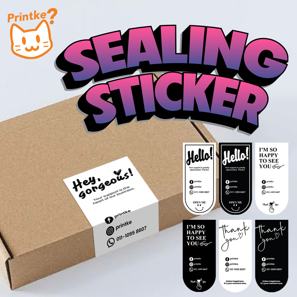 Thank you Sealing Sticker Packaging Box Seal Sticker / Custom Your Social Media Detail