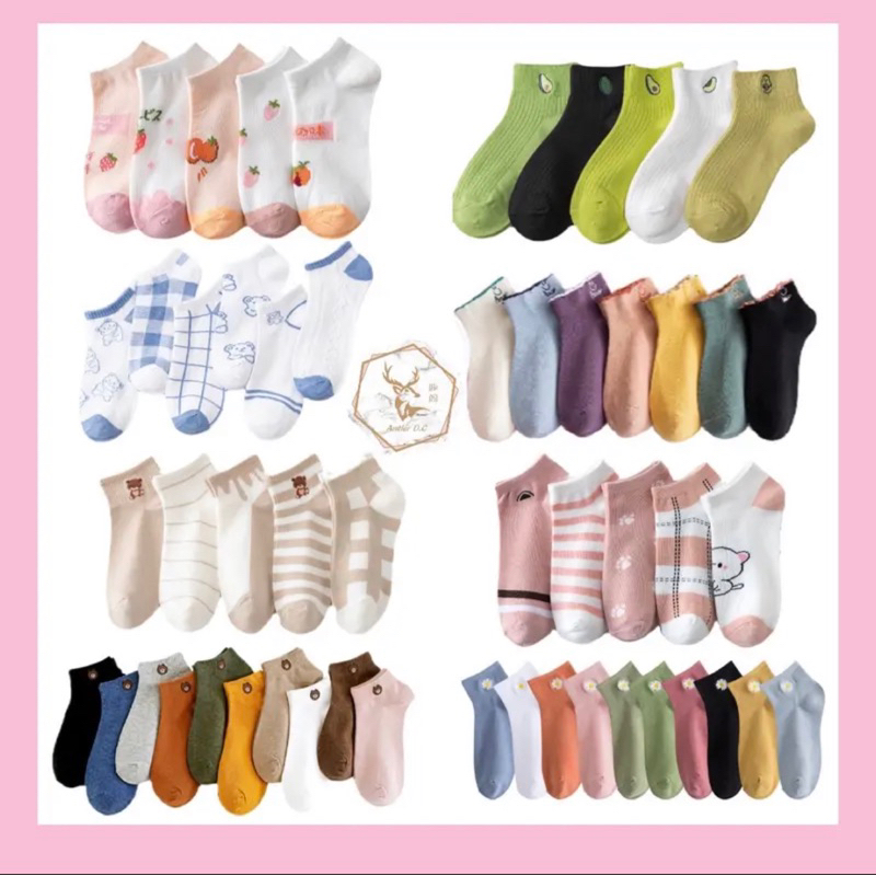 Ready Stock 10 Pair Stokin Pendek Comel Cute Bear Cartoon Korean Fashion Soft Cotton Ankle Socks Cute Bear (10 pairs)