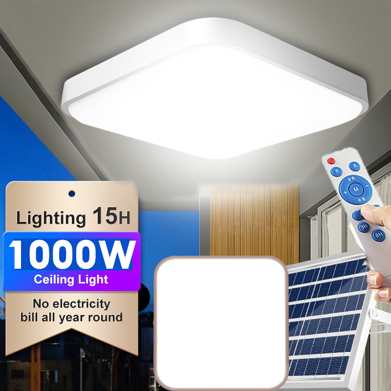 Solar Light Indoor House1000W LED Lampu Solar Ceiling Light Waterproof Solar Lampu Bilik Tidur LED Bedroom Lamp 5m Cable