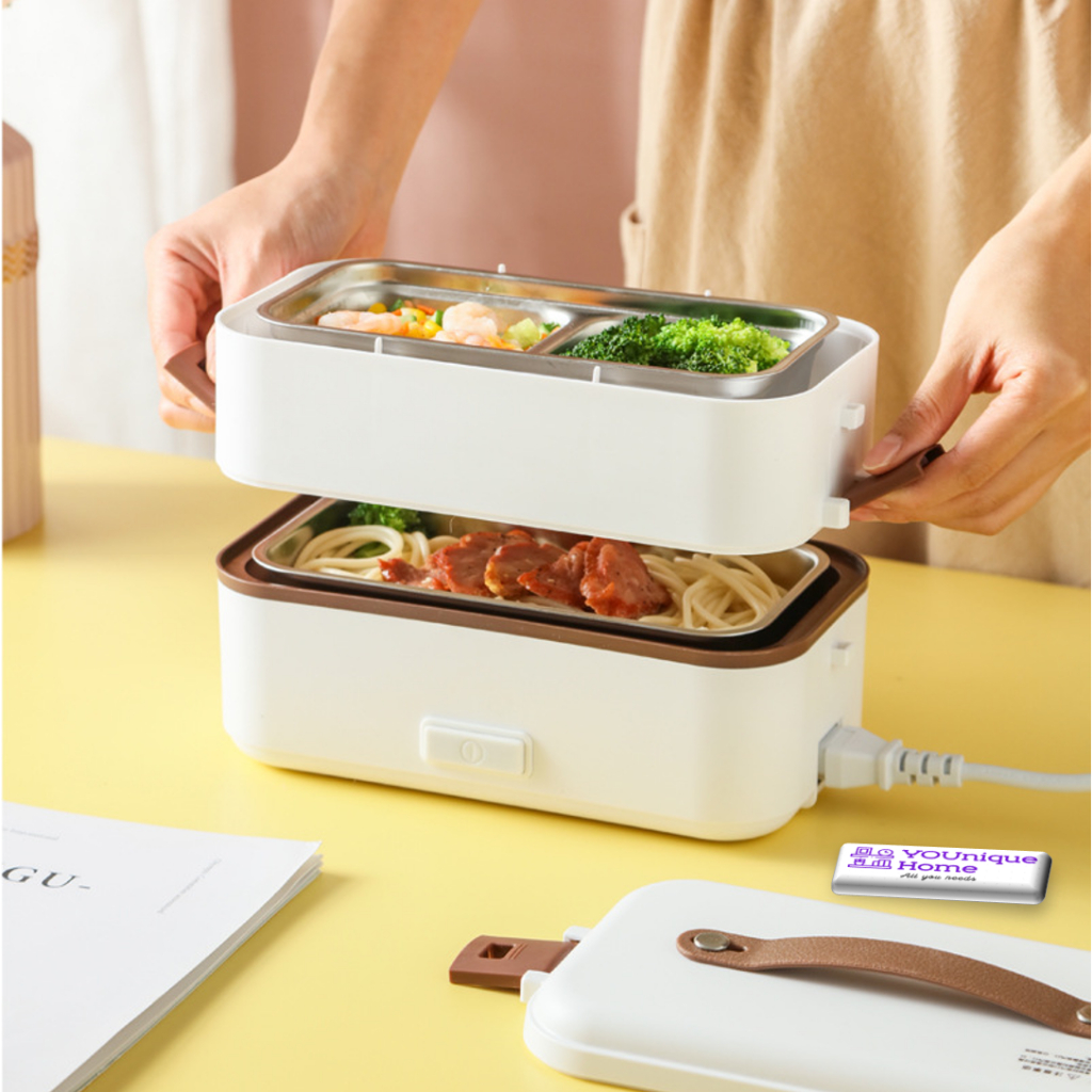 Electric Bento Lunch Box Heater Multi-layers Stainless Steel Portable Thermos Food Warmer (Pemanas Kotak Makanan)