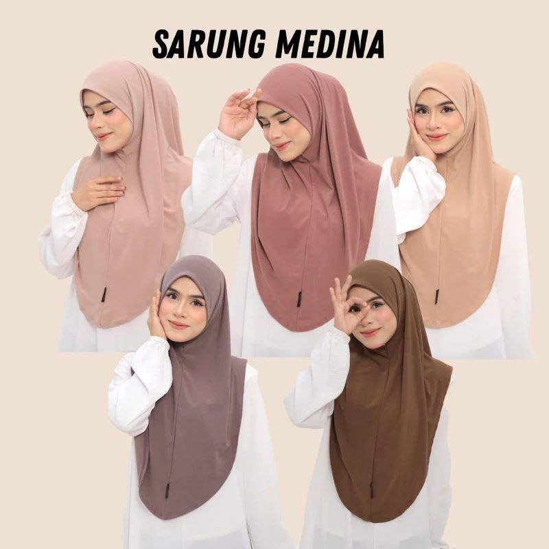 Tudung Sarung Medina Awning Lipat Lazy Slim Fit Soft Awning Sauk Souk Tudung Bawal Instant Easy Style Tak Perlu Gosok