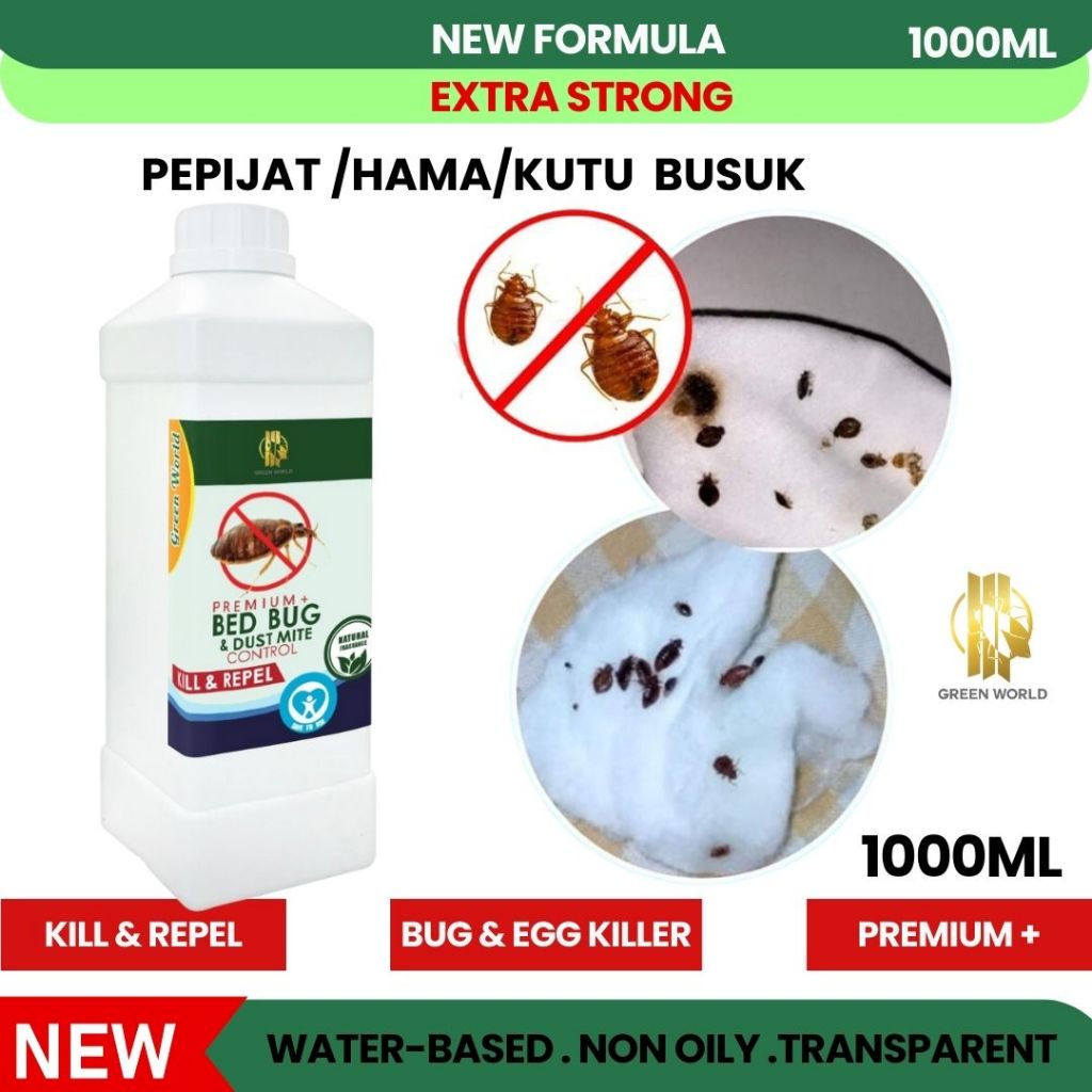 GREEN WORLD DUST MITE & BEDBUG SPRAY （PREMIUM）1000ml REFIL SPARY PEPIJAT DUSTMITE HAMA Ubat Pijat