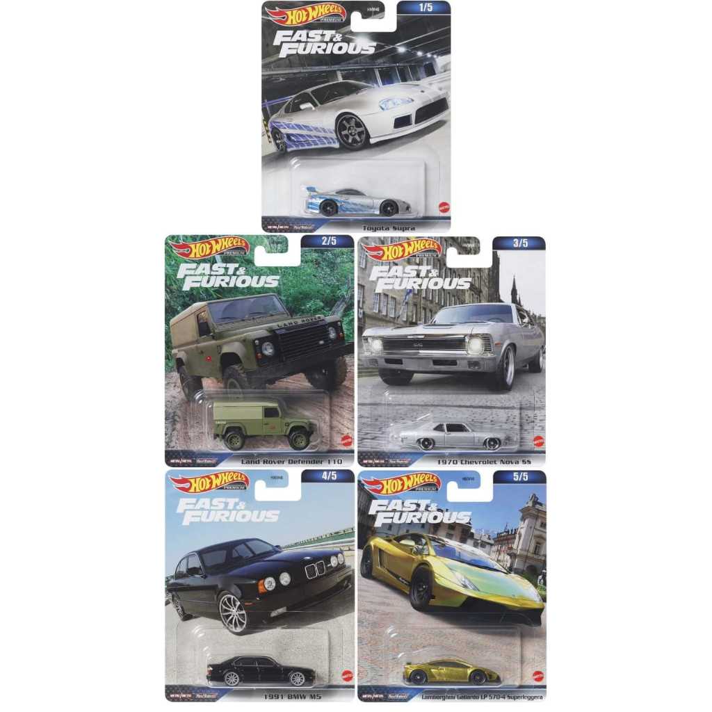 Hot Wheels Premium Fast And Furious 2023 Toyota Supra Lamborghini Gallardo BMW Land Rover Chevy