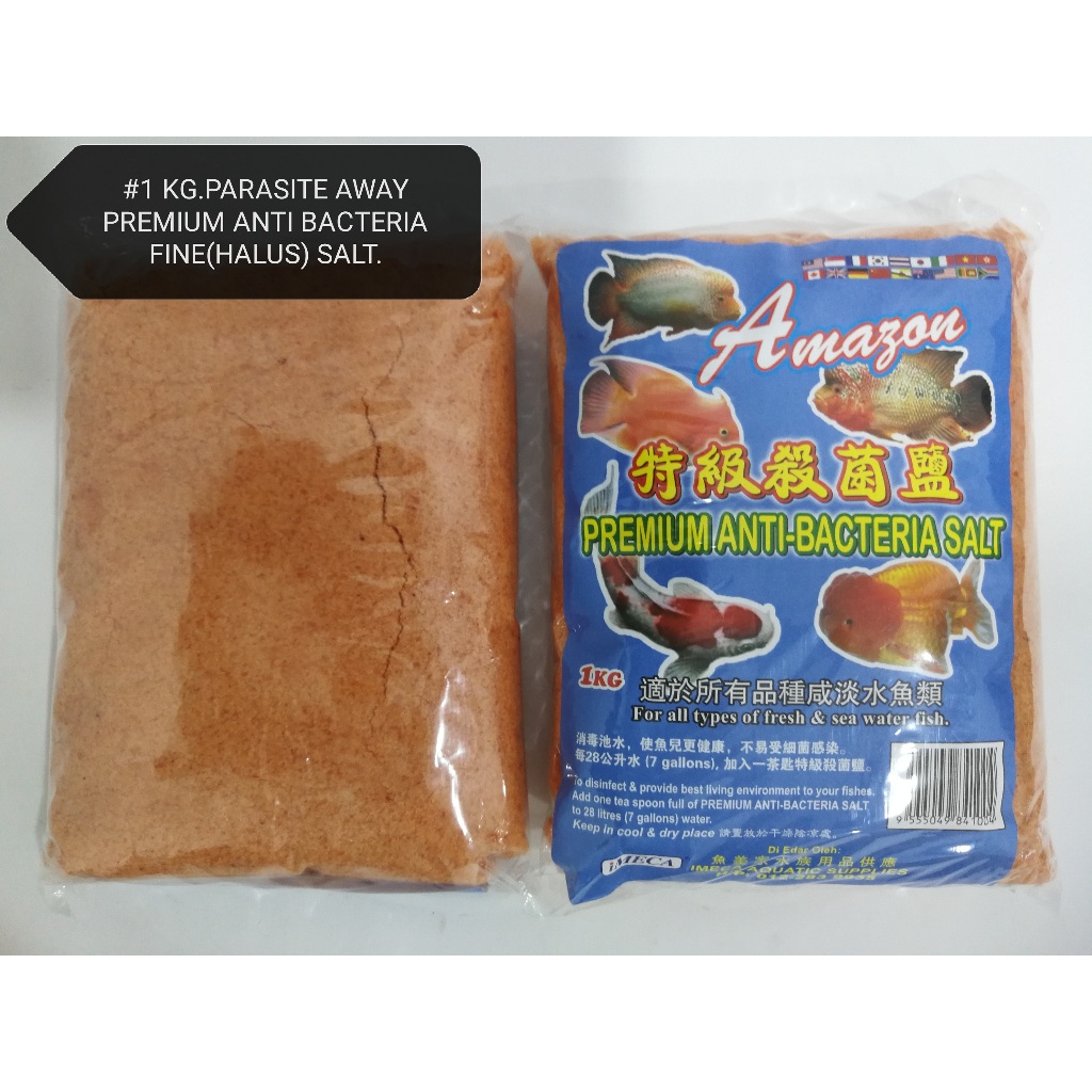 (2xPack) Amazon Anti Bacteria Brown Parasite Away Salt 1kg for Aquarium Fish Garam Ikan Akuarium