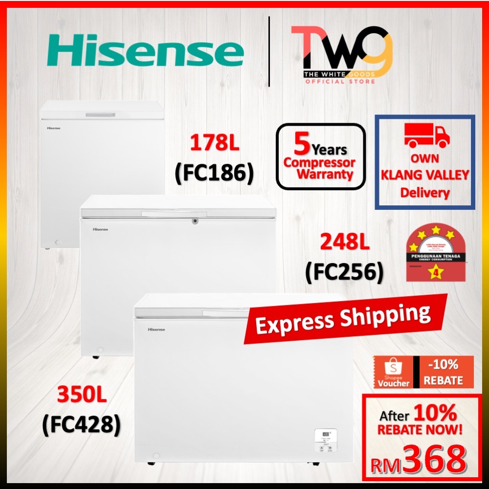 [FREE SHIPPING] Hisense 128L 178L 248L 350L Chest Freezer With 8 In 1 Temperature Control 2 Way Chest Freezer