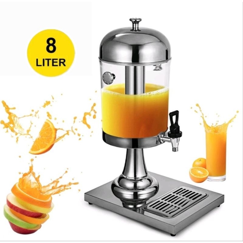 8L Juice Water Dispenser With Ice Chamber (Chrome Plated Stand) Tong Air