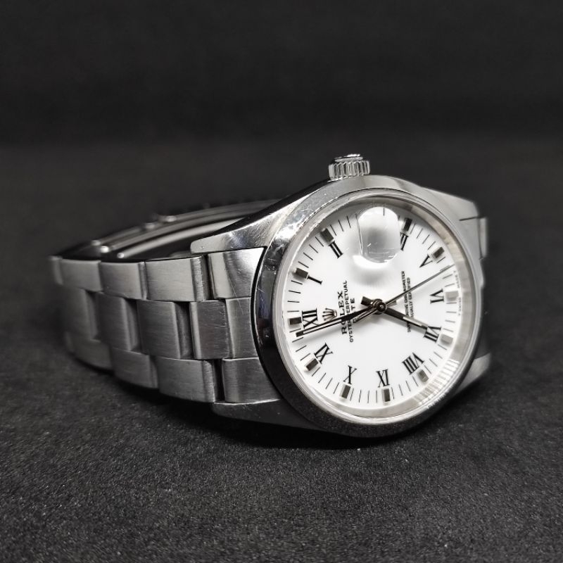 Rolex oyster perpetual date 15200 34mm automaticwhite dial with Roman numeralssteel
