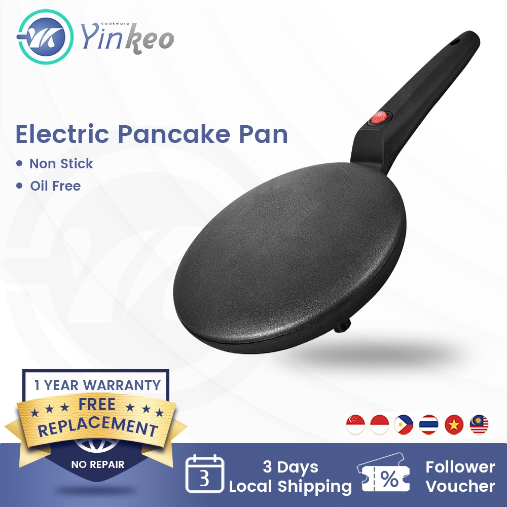 Yinkeo Pancake Pan Non Stick Electric Pan Electric Pancake Crepe Maker Frying Pan Cooking Pan Popia Maker