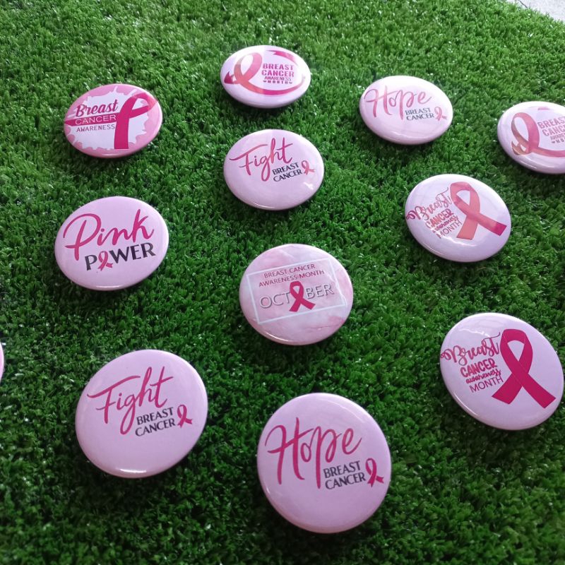 [Readystock] Pin Button Badge 44mm tema breast cancer awareness