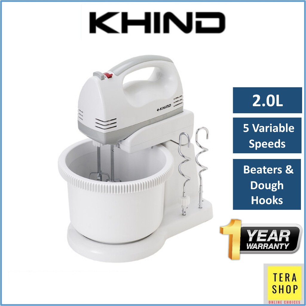 Khind SM220 Stand Mixer 2L 5 Speed 2 in 1 Hand Mixer