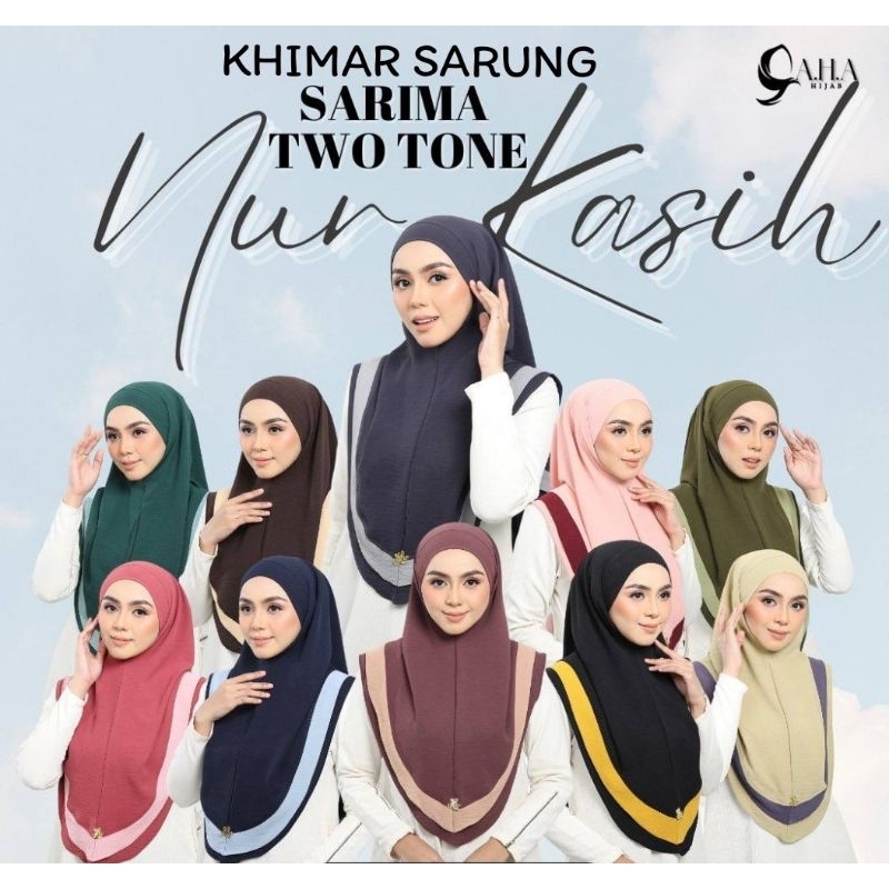 Tudung Sarung Khimar Tali Dwi Tone. Khimar Ironless Layer Nur Kasih. Khimar Wrinkle Two Tone.