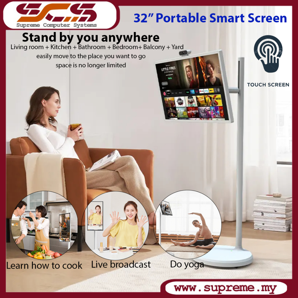 StandByMe 27 32 Inch Portable Smart Android TV Standing Screen / Smart TV/ Android PC Rotatable Smart Display (Wheels)