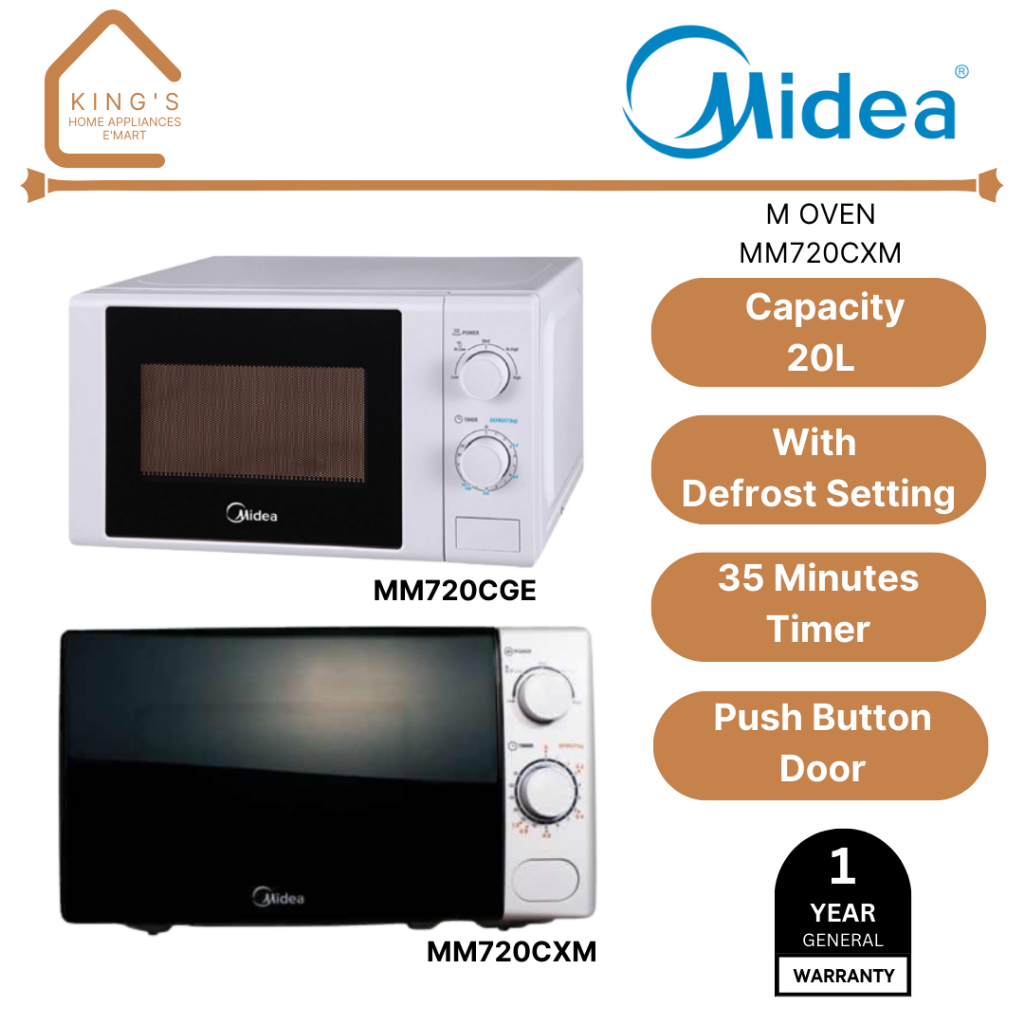 Midea Microwave Oven 20L - MM720CXM-Black White / MM720CGE-WH - White