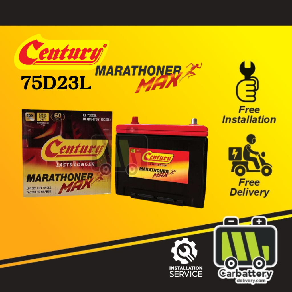 [Installation Provided] Century Marathoner Max 75D23L Car Battery Kereta Bateri Proton Exora Preve Toyota Vellfire Alpha