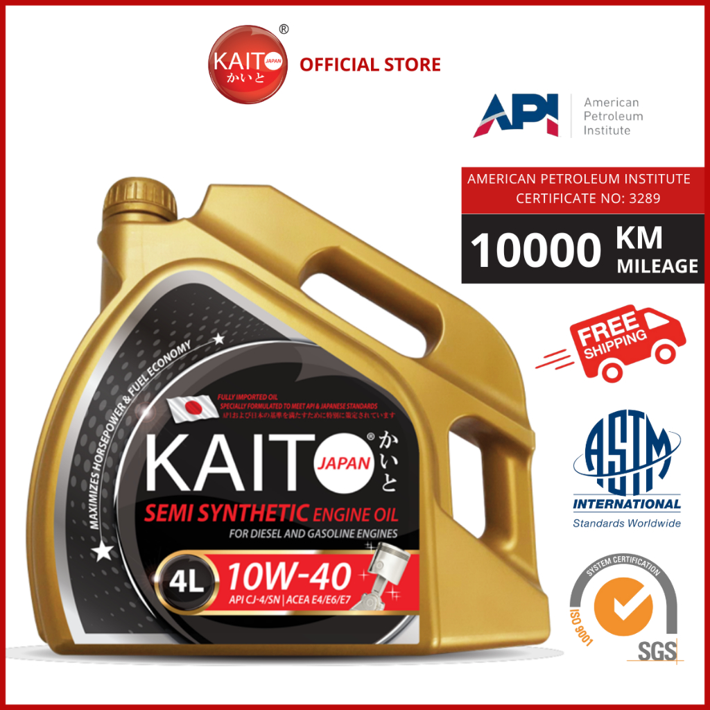Kaito Japan 10W40 Semi Synthetic Engine Oil API CJ4/SN 4 Liters Ship from Sarawak Kuching