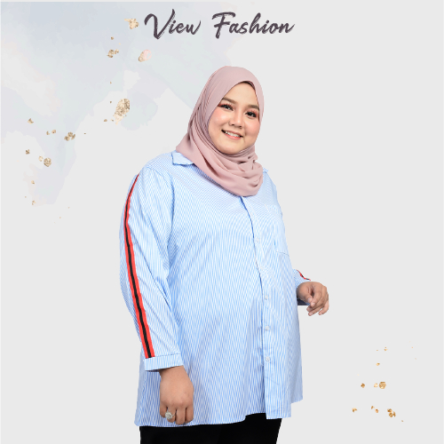 [VIEW] FS-3XL MUSLIMAH PLUS SIZE BLOUSE Vintage Stripe Blouse 2764