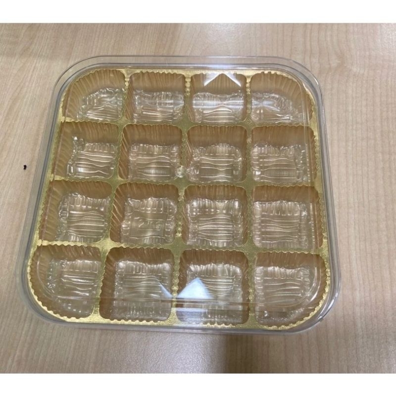 [ 1set ] Ready Stock ! FF2702 Square plastic Set Biscuit Container And Gold Tray Set Bekas Biskut Se