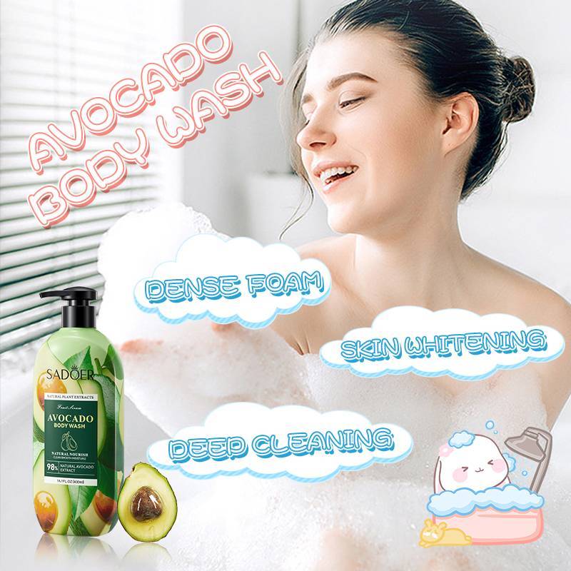 AVOCADO BODY WASH NATURAL PLANT EXTRACTS NOURISH MOISTURIZE TENDER SMOOTH CLEANSING SHOWER GEL 400ML