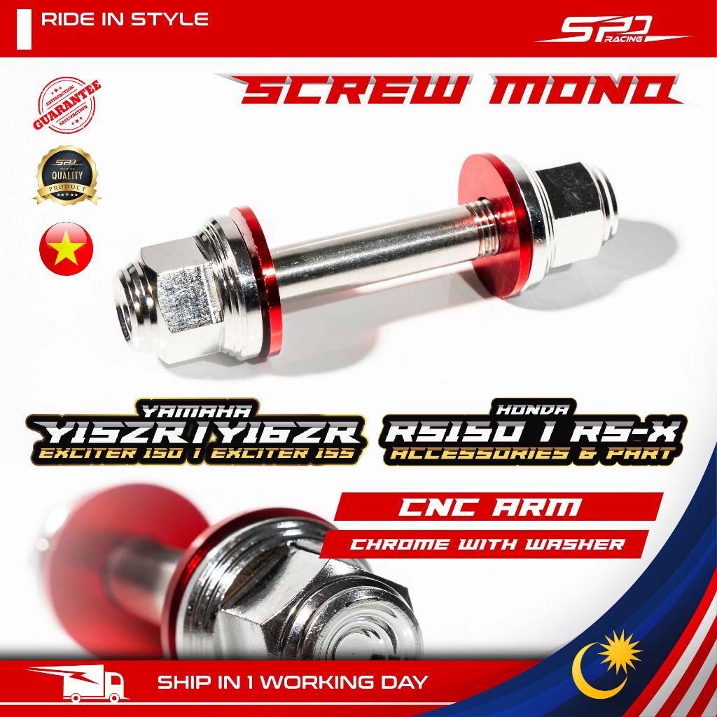Screw Mono Chrome With Washer | Standard / CNC ARM for Rs150 /RSX150 /Y15 /Y16