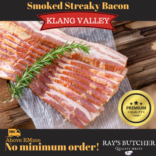 Premium Smoked Streaky Bacon! Vacuum Packed 200g+- [Ray's Butcher Pork] (Klang Valley Delivery) Pork Meat 猪肉