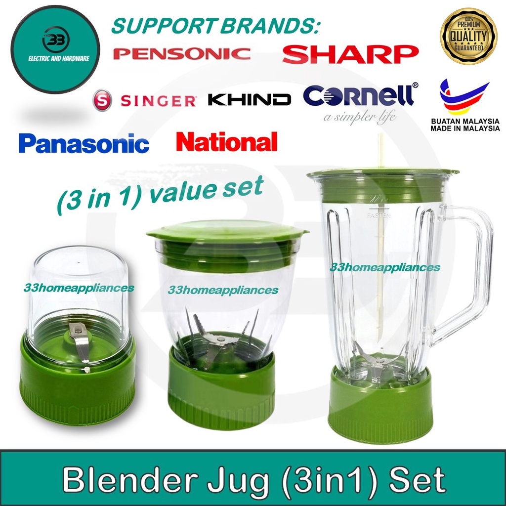 Ready Stock Pensonic / Panasonic / National / SHARP / KHIND / SINGER / CORNELL compatible Blender Jug (3 in 1) value set