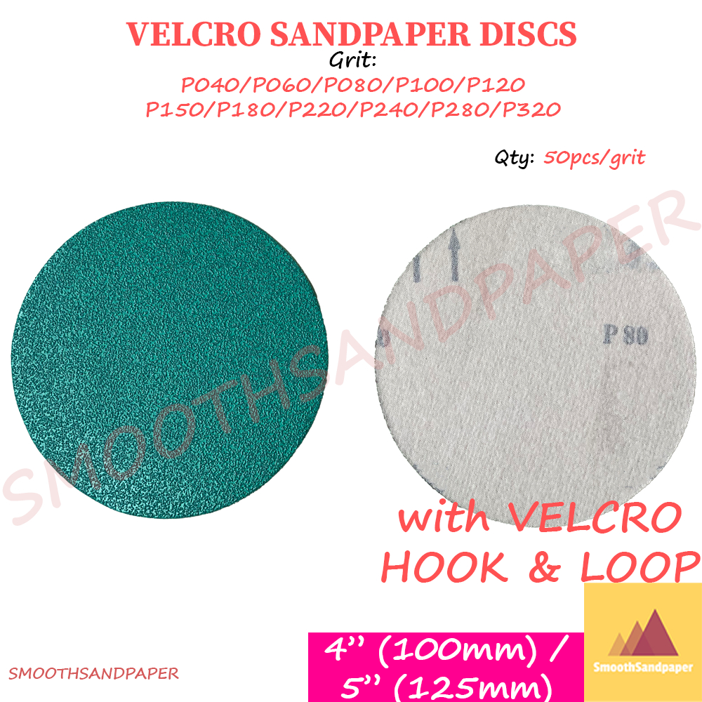 4" 5" Inch Abrasive Green Sandpaper Disc 【Sandpaper Velcro 】 Kertas Pasir Bulat Kertas Flocking Sand Paper image 4