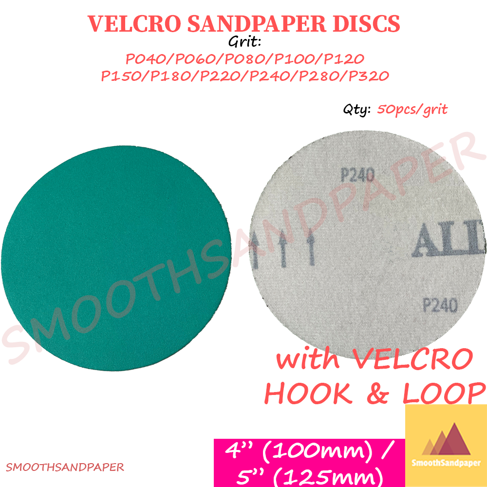 4" 5" Inch Abrasive Green Sandpaper Disc 【Sandpaper Velcro 】 Kertas Pasir Bulat Kertas Flocking Sand Paper image 5