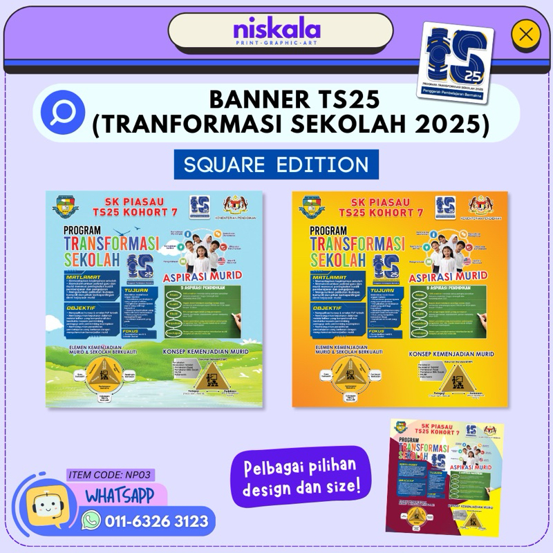 [TS25] BANNER INFOGRAFIK TS25 | Square Edition | Boleh custom logo & saiz | Program Transformasi Sekolah 2025