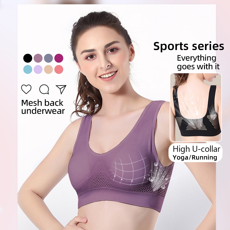 Sport Bra Seluar Dalam Wanita Wireless Seamless Large Size Shockproof Underwear Yoga bra s6