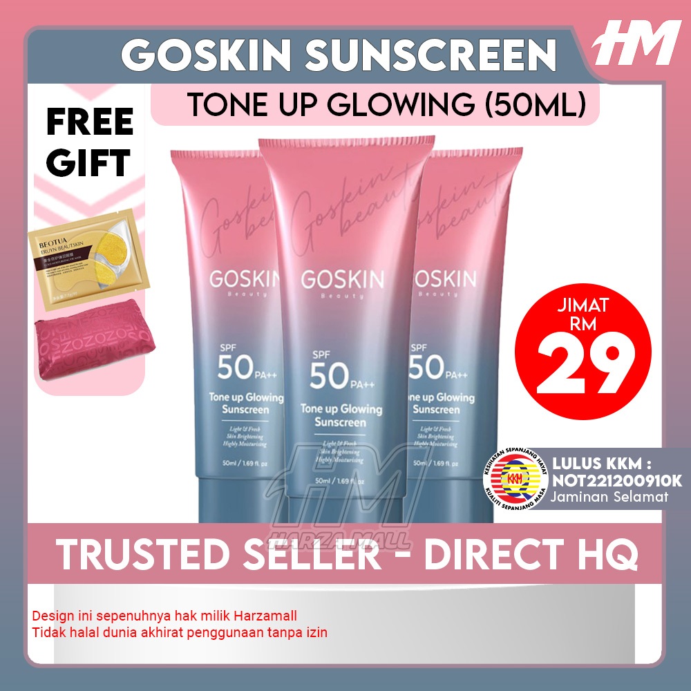 GOSKIN BEAUTY TONE UP GLOWING SUNSCREEN MAGICAL SERUM CLEANSER MERAWAT JERAGAT JERAWAT KULIT KUSAM