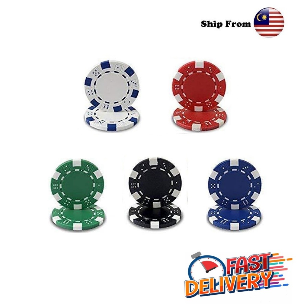 [ READY STOCK ] 25/50Pcs Poker Game Chips Colour Board Chips Token Poker Chips Casino Chips Playing Chips Case 11.5g 筹码