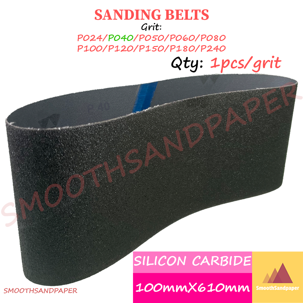 Sanding Belts Silicon Carbide Kertas Pasir 100mmX610mm (4"X24") 4寸手提坦克机木工家具打磨抛光黑色碳化硅砂带610*100可定制 image 7