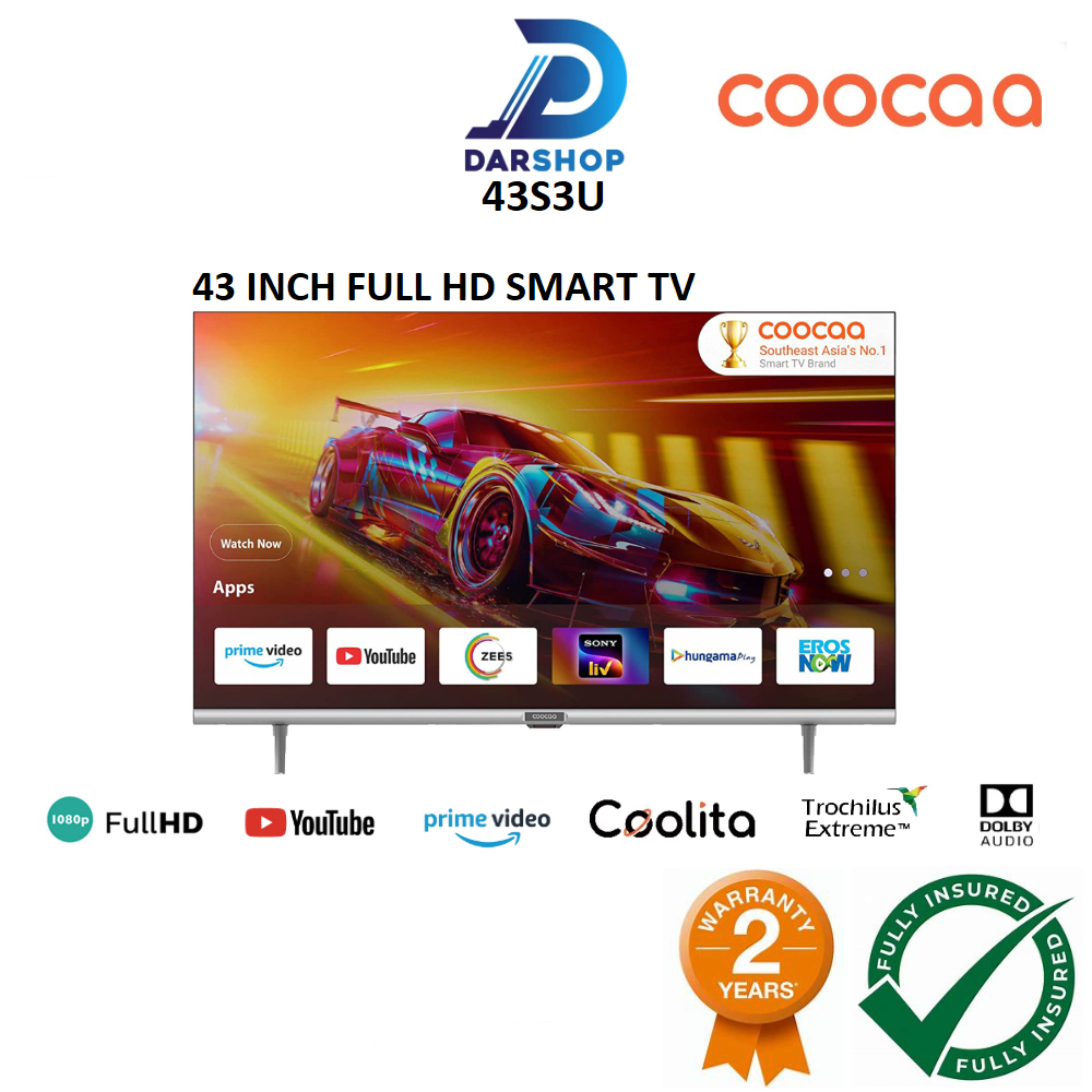 Coocaa 32" 43" Smart TV 32 43 Inch Television Smart TV Murah LED TV Digital Televisyen 电视机 32S3U 43S3U