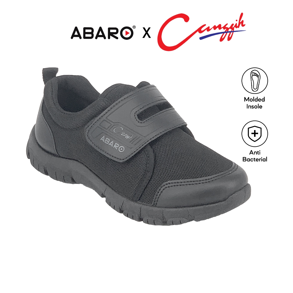 ABARO x CANGGIH Unisex 2399AC Black School Shoes/Breathable Mesh/Super Comfy/Sport/Kasut Sekolah Hitam