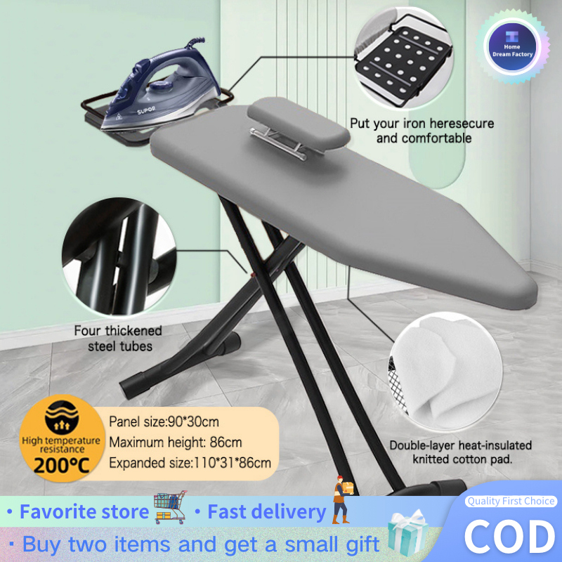 【Spot goods】Iron board besar/silver plated cloth/7-speed adjustment/foldable/steam new foldable ironing board