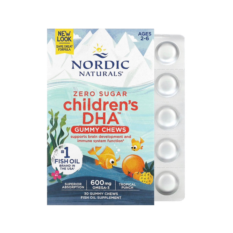 Ready Stock ✅ Nordic Naturals Children’s DHA Gummies, Age 2-6, Tropical punch, 600mg, 30 gummies