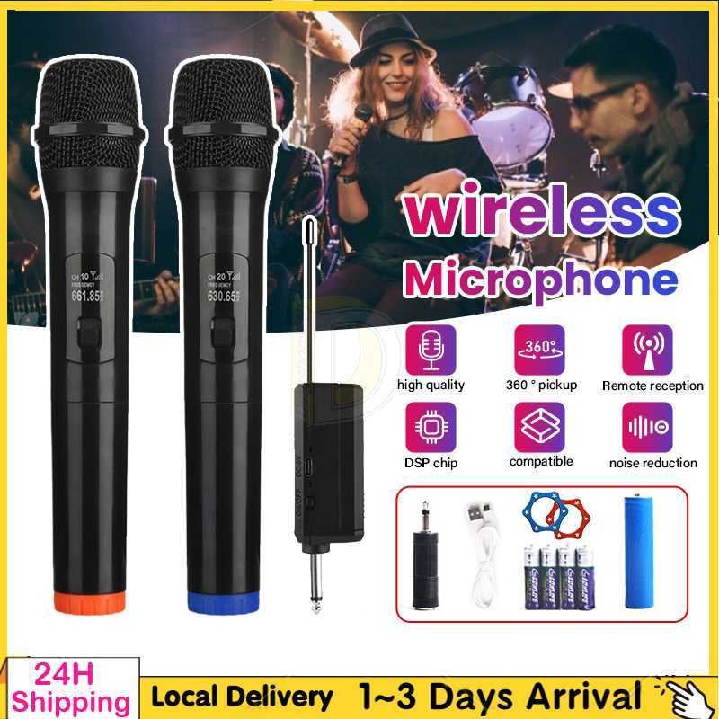 🎶UHF Wireless Microphone Professional Wireless Karaoke Microphone Dynamic Mikrofon Tanpa Wayar Wireless Mic Microphone