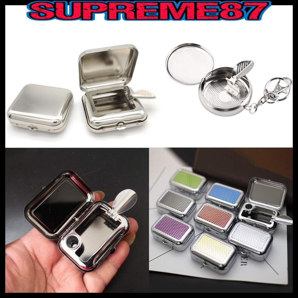 Stainless Steel Square Pocket Ashtray metal Tray With Lids Portable Ashtray Metal Tin