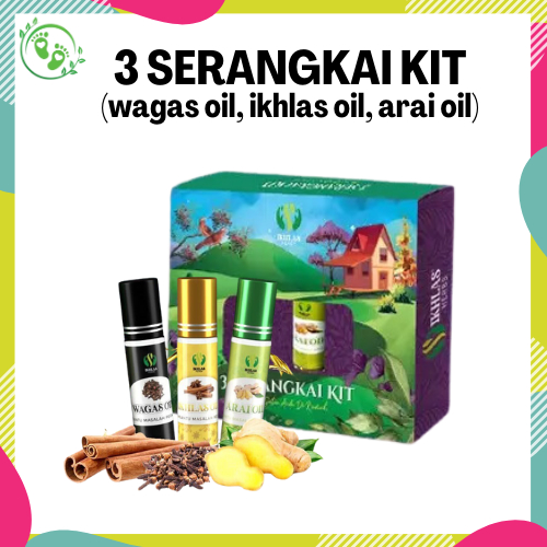 IKHLAS HERBS Set 3 Serangkai Kit | Ikhlas Oil | Minyak Cengkih Wagas Oil | Arai Oil | Minyak Anti Resdung