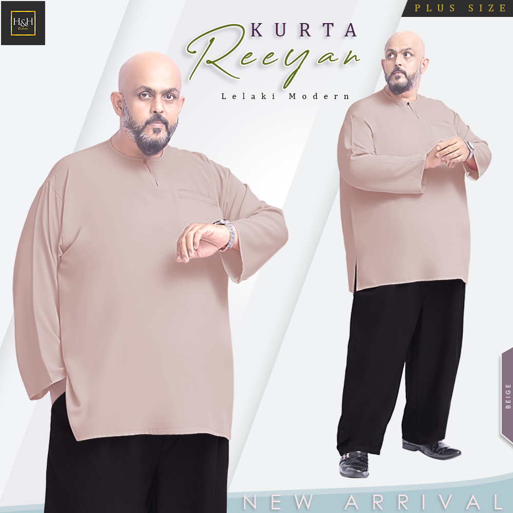 New Arrival *Plus Sizes* Kurta Reeyan lelaki Modern Plain by H&H Textiles