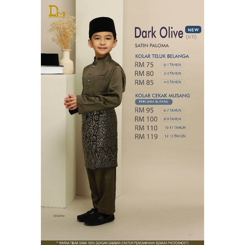 BAJU MELAYU MUHAMMAD JUNIOR K11 DARK OLIVE