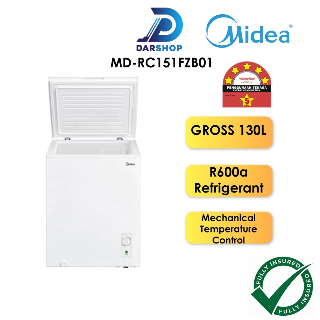 5 STAR Midea Mini Chest Freezer 130L Peti Freezer Murah Deep Freezer Peti Sejuk Beku Frezer Kecil 冷藏箱 MD-RC151FZB01