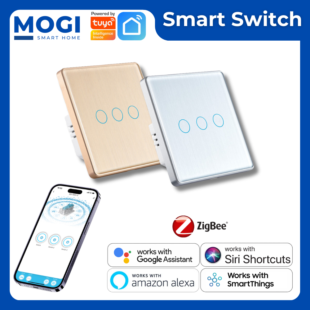 MOGI Tuya Zigbee Smart Switch No Neutral No Capacitor Touch Button Smart Home Alexa Google Home Siri