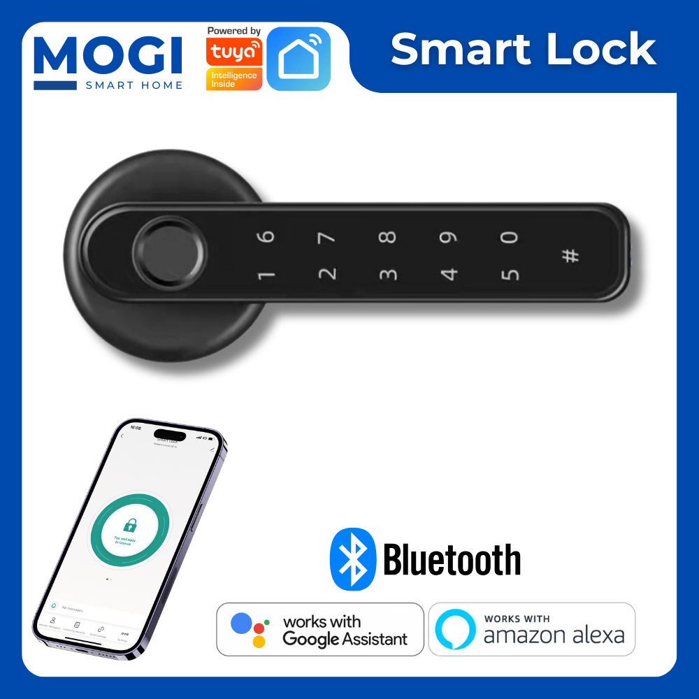 MOGI Tuya Bluetooth Digital Door Lock Fingerprint Biometric Password Unlock Electronic Keyless Entry