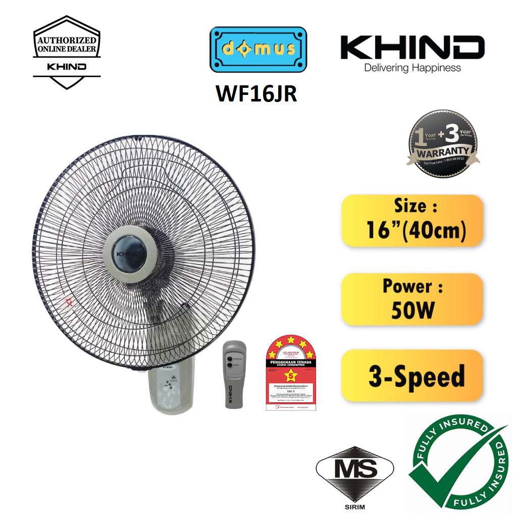 Khind 16 Inch Wall Fan with Remote Control 3 Speed Kipas Angin Dinding 16" Murah 墙壁风扇 WF16JR
