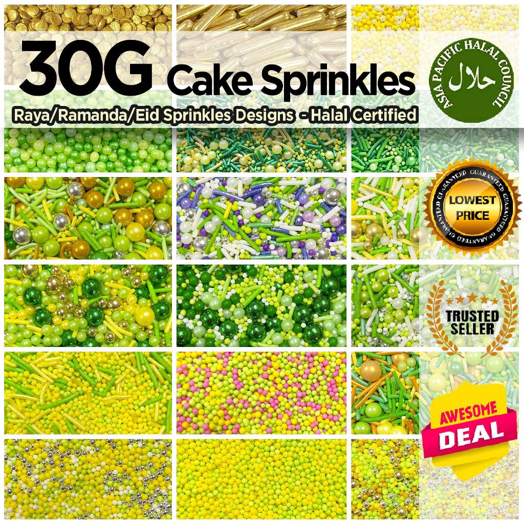 《30g》Hari Raya Aidilfitri Sprinkles Cake Decoration Brownie Kuih Halal Certified Gula Manik Kek Murah Sprinkle